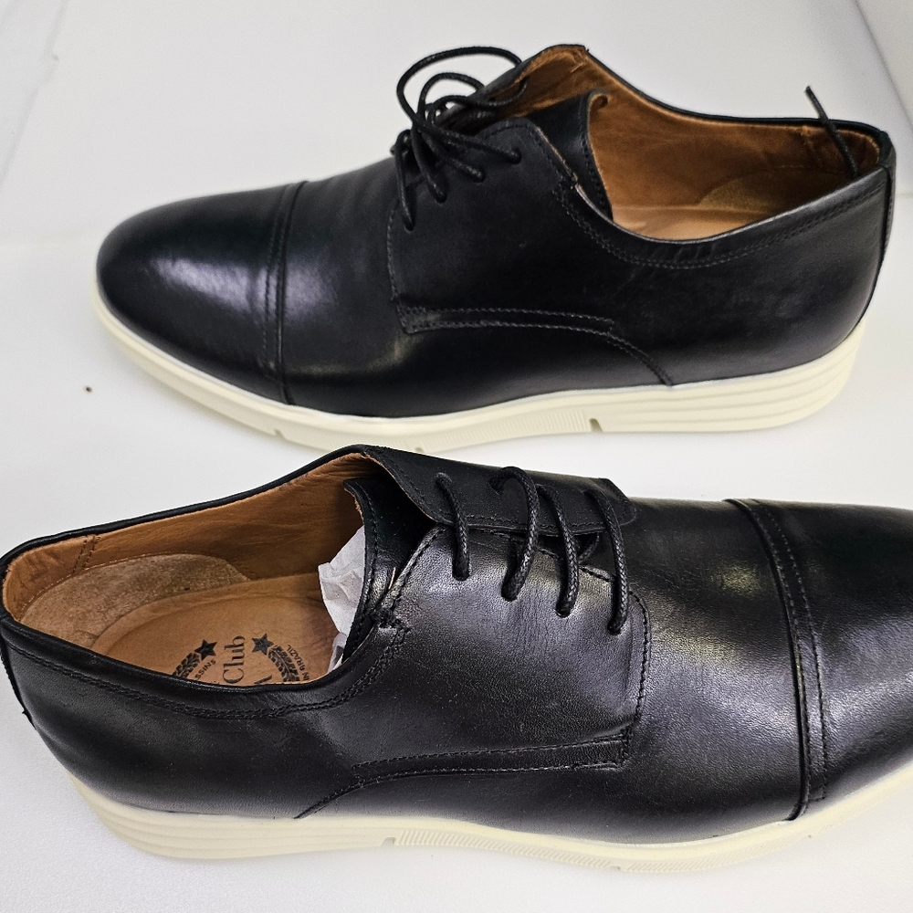 Drivers Club USA Genuine Moccasins Oxford Sneakers Black Leather 642031 Mens 7 - Picture 2 of 10